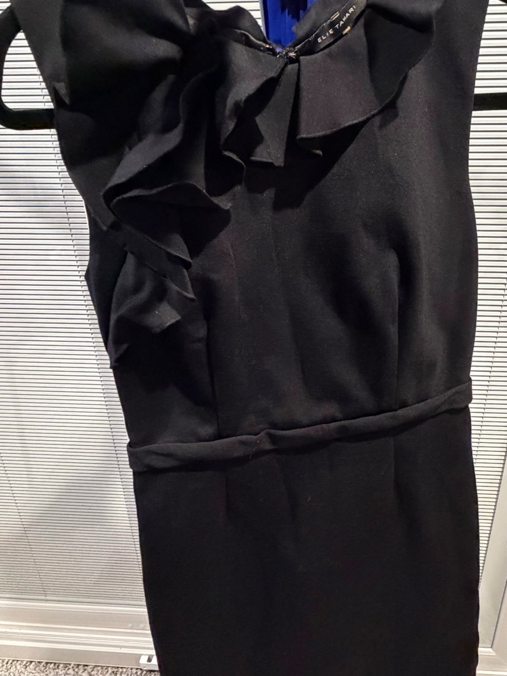 Elie Tahari Black Ruffle-Detail Midi Dress